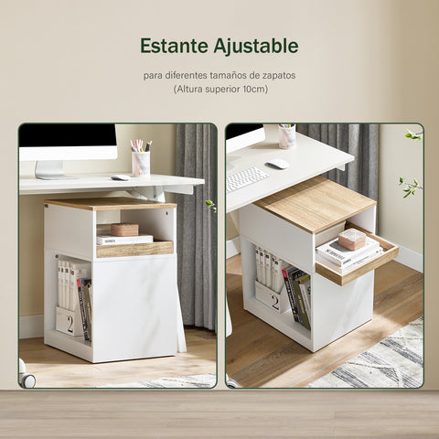 SoBuy ASK08-WN Printertafel met wieltjes, archiefkast, printtafel, printerstandaard, rolcontainer, opbergkast