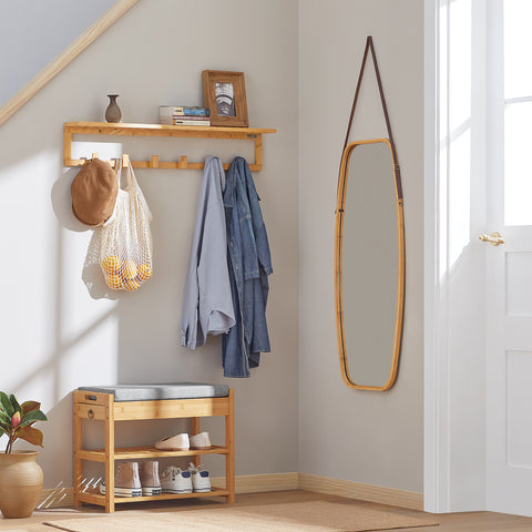 SoBuy FSR49-N Schoenenkast 2 Legplanken Bamboe