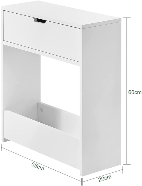 SoBuy BZR48-W toiletrolhouder, badkamer toiletkast, badkamermeubels, houten vloer staande badkamerkast