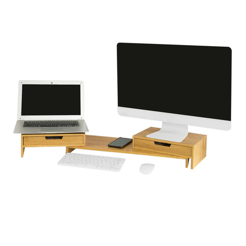 SoBuy BBF04-N Design Monitorstandaard Monitorverhoger voor 2 Monitor Notebookstandaard