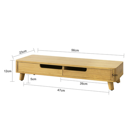SoBuy BBF06-N Design Monitorverhoger Monitorstandaard Computerstandaard Bureau-organizer met 2 Laden - Bamboe