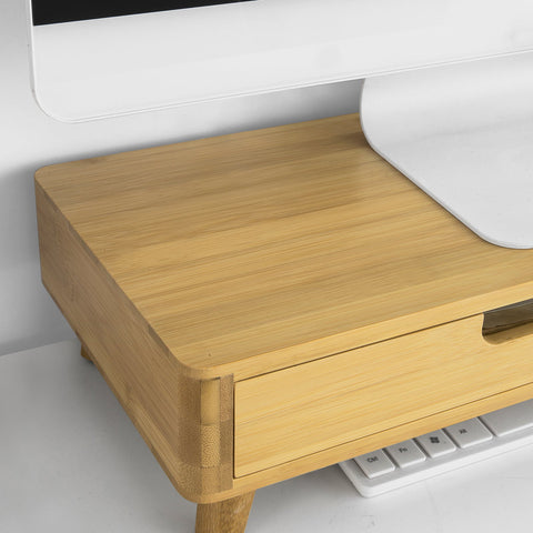 SoBuy BBF06-N Design Monitorverhoger Monitorstandaard Computerstandaard Bureau-organizer met 2 Laden - Bamboe