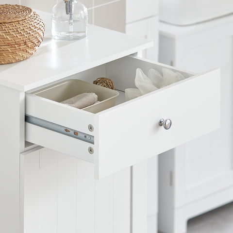 SoBuy BZR21-W Badkamerkast Opbergkist met Wasmand Laundry Hamper - Wit