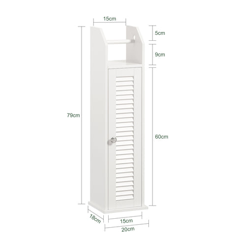 SoBuy BZR49-W Papiersteun - Toiletkast - Toiletrolhouder - Toiletborstelhouder - Vrijstaande Badkamerkast - Badkamermeubel