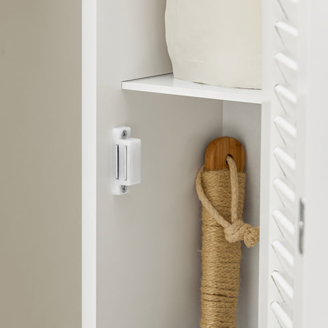 SoBuy BZR49-W Papiersteun - Toiletkast - Toiletrolhouder - Toiletborstelhouder - Vrijstaande Badkamerkast - Badkamermeubel