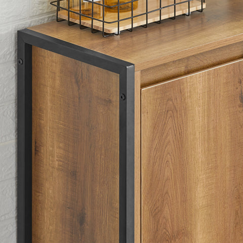 SoBuy BZR65-PF Badkamerkast met Kantelbare Wasmand, Badkamermeubel met Waskast, Lage Kast, Staande kast met 3 Compartiment en 1 Wasmand