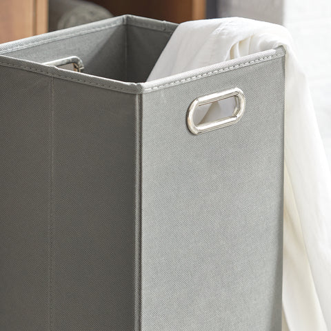 SoBuy BZR65-PF Badkamerkast met Kantelbare Wasmand, Badkamermeubel met Waskast, Lage Kast, Staande kast met 3 Compartiment en 1 Wasmand