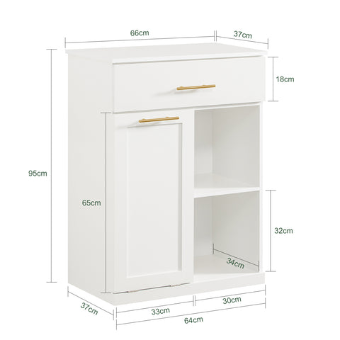 SoBuy BZR66-W Badkamerkast met Kantelbare Wasmand, Badkamermeubel met Waskast, Lage Kast, Staande Kast