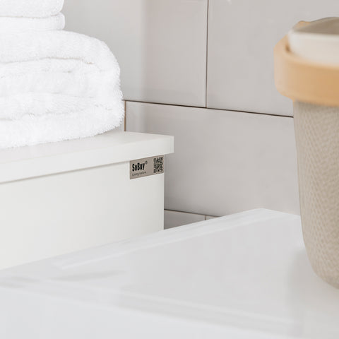 SoBuy BZR66-W Badkamerkast met Kantelbare Wasmand, Badkamermeubel met Waskast, Lage Kast, Staande Kast