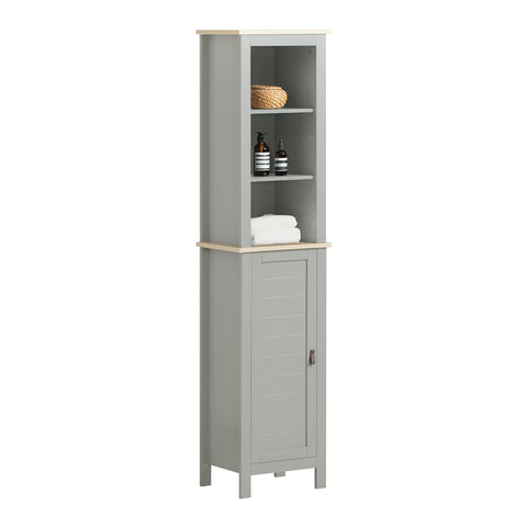 Sobuy BZR68-HG Kolomkast badkamer - Badkamerkast - Staande Kolomkast - Badkamer kast met 1 Deur en 3 Planken