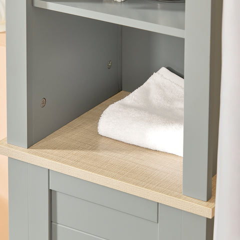 Sobuy BZR68-HG Kolomkast badkamer - Badkamerkast - Staande Kolomkast - Badkamer kast met 1 Deur en 3 Planken