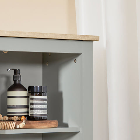 Sobuy BZR68-HG Kolomkast badkamer - Badkamerkast - Staande Kolomkast - Badkamer kast met 1 Deur en 3 Planken