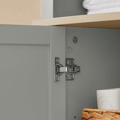Sobuy BZR68-HG Kolomkast badkamer - Badkamerkast - Staande Kolomkast - Badkamer kast met 1 Deur en 3 Planken