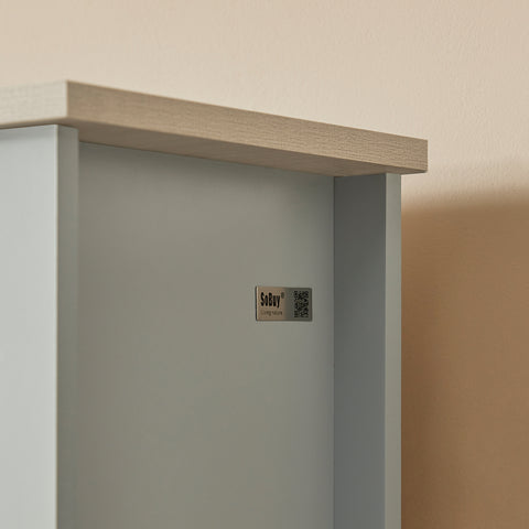 Sobuy BZR68-HG Kolomkast badkamer - Badkamerkast - Staande Kolomkast - Badkamer kast met 1 Deur en 3 Planken