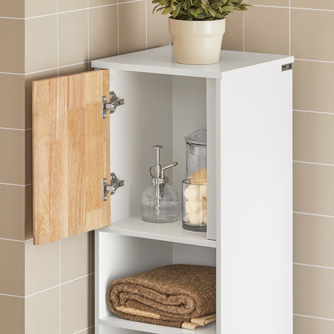 SoBuy BZR74-W Badkamerkast met Kantelbare Wasmand - Badkamer Kolomkast Staande Kast met Wasmanden- Opbergkast Opbergblank