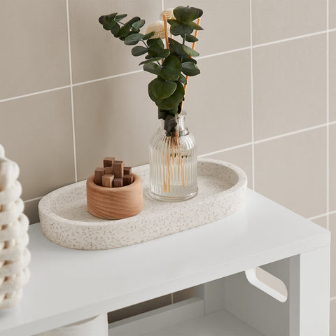 SoBuy BZR83-W Lage kast, Badkamer Kast, Toiletrolhouder, Toiletkast, Smalle Opbergkast, Staande Badkamerkast