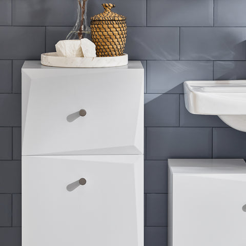 SoBuy BZR93-W Badkamerkast, Smal Badkamerkastje, Lage Kast, Ladenkast, Halfhoge met 1 Lade en 1 Kantelbare Wasman