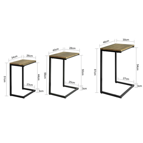 SoBuy FBT102-F Set van 3 in elkaar geschoven salontafels, set van 3 stapelbare bijzettafels