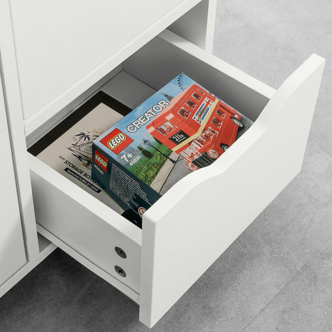 SoBuy FBT105-W Rolling Printer Stand Organizer Mobiel Kantoor Voetstuk met Laden en Deur
