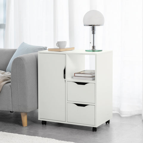 SoBuy FBT105-W Rolling Printer Stand Organizer Mobiel Kantoor Voetstuk met Laden en Deur