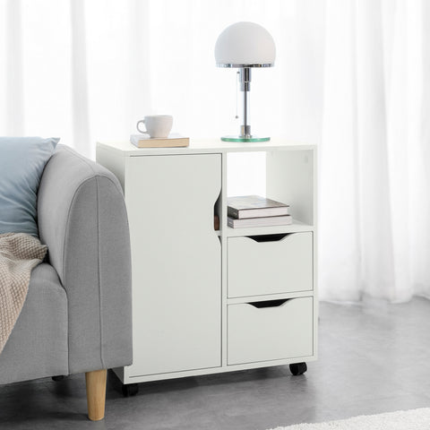 SoBuy FBT105-W Rolling Printer Stand Organizer Mobiel Kantoor Voetstuk met Laden en Deur