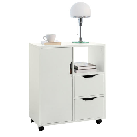 SoBuy FBT105-W Rolling Printer Stand Organizer Mobiel Kantoor Voetstuk met Laden en Deur