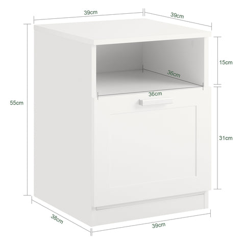 SoBuy FBT112-W Nachtkastje, Bijzettafel met 1 Open Compartiment en 1 Lade