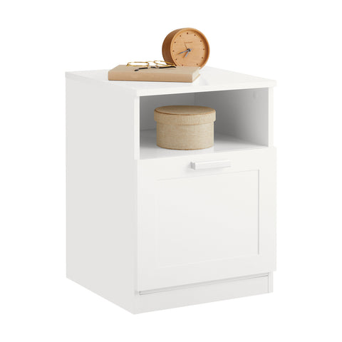 SoBuy FBT112-W Nachtkastje, Bijzettafel met 1 Open Compartiment en 1 Lade