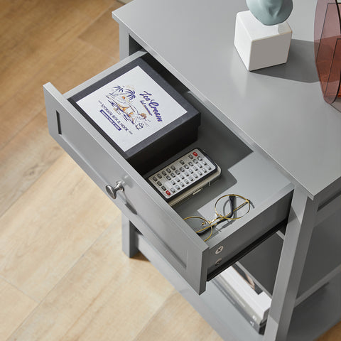 SoBuy FBT46-HG Nachtkastje Nachtkastje Bijzettafel Bijzettafel met 1 lade en 2 planken