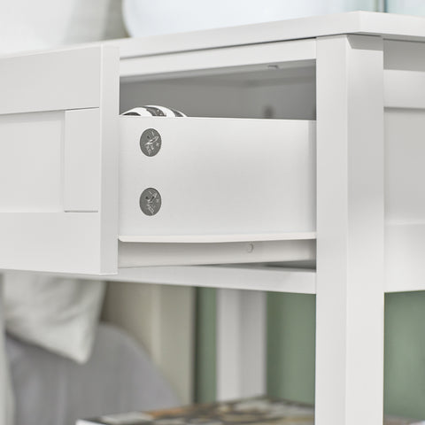 SoBuy FBT46-W Bijzettafel nachtkastje salontafel Voor de slaapkamer in wit met een lade