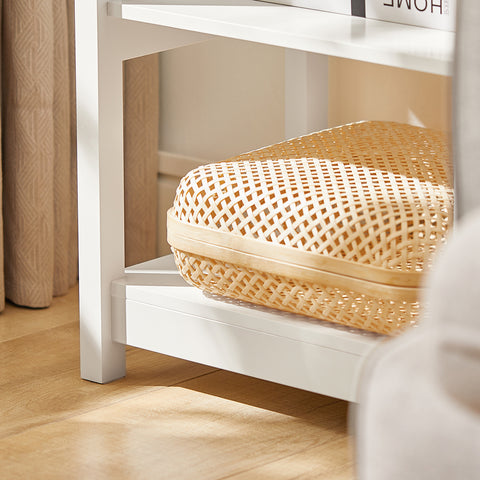 SoBuy FBT46-W Bijzettafel nachtkastje salontafel Voor de slaapkamer in wit met een lade