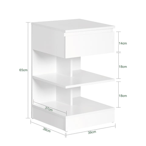 SoBuy FBT49-W Bijzettafel Nachtkastje Veelzijdig Salontafel commode met 1 lade