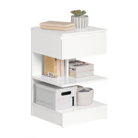 SoBuy FBT49-W Bijzettafel Nachtkastje Veelzijdig Salontafel commode met 1 lade