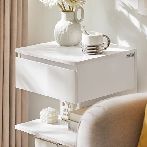 SoBuy FBT49-W Bijzettafel Nachtkastje Veelzijdig Salontafel commode met 1 lade