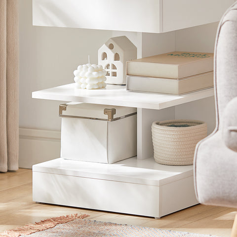 SoBuy FBT49-W Bijzettafel Nachtkastje Veelzijdig Salontafel commode met 1 lade