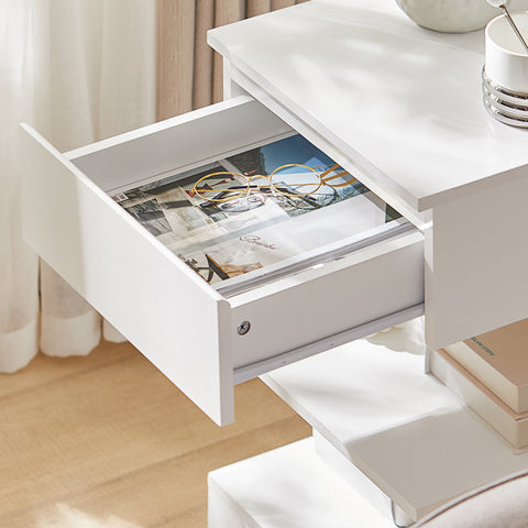 SoBuy FBT49-W Bijzettafel Nachtkastje Veelzijdig Salontafel commode met 1 lade