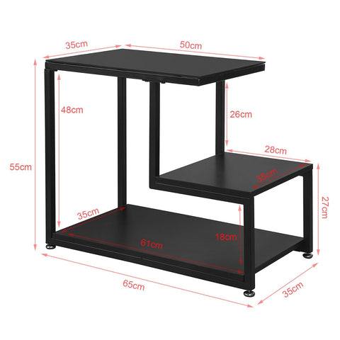 SoBuy FBT65-Sch Bijzettafel Glazen tafel Salontafel Zwart