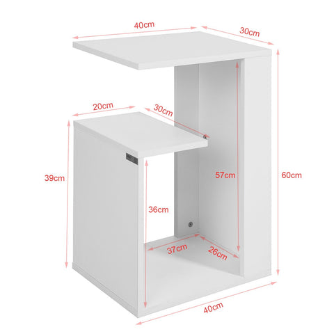 SoBuy FBT69-W Bijzettafel Salontafel met 3 Planken -Wit