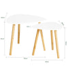 SoBuy FBT74-W Set van 2 Bijzettafel met Planken Salontafel Bamboe Wit/Naturel