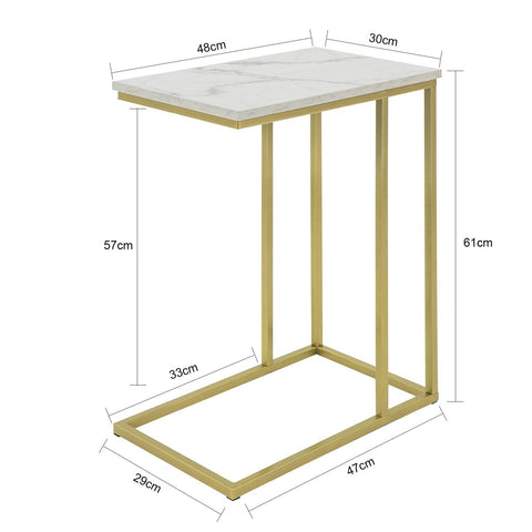 SoBuy FBT87-G Bijzettafel Salontafel Laptoptafel Nachtkastje met Gouden Metalen Frame