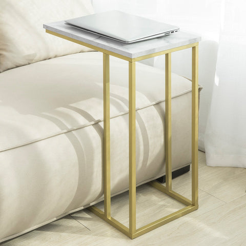 SoBuy FBT87-G Bijzettafel Salontafel Laptoptafel Nachtkastje met Gouden Metalen Frame