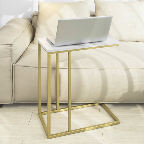 SoBuy FBT87-G Bijzettafel Salontafel Laptoptafel Nachtkastje met Gouden Metalen Frame