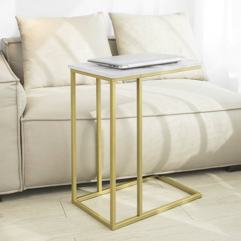 SoBuy FBT87-G Bijzettafel Salontafel Laptoptafel Nachtkastje met Gouden Metalen Frame