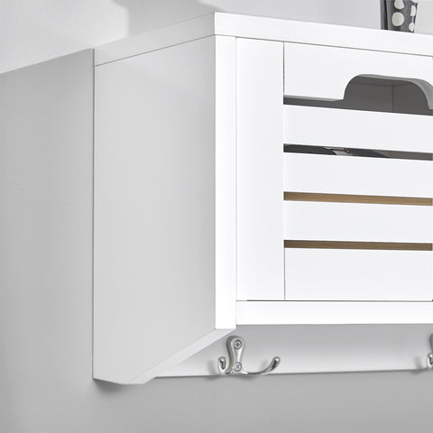 SoBuy FHK19-W Kapstok Wandplank Hal Kapstokhaken Hangplank Garderobe met 3 Manden en 4 Haken