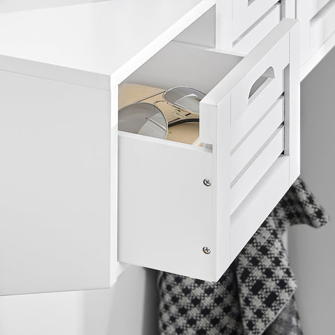 SoBuy FHK19-W Kapstok Wandplank Hal Kapstokhaken Hangplank Garderobe met 3 Manden en 4 Haken