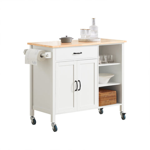 SoBuy FKW103-WN Rolling Trolley Keukenwagen Opbergkast met Wielen Multifo Buffet Serveerwagen