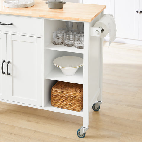 SoBuy FKW103-WN Rolling Trolley Keukenwagen Opbergkast met Wielen Multifo Buffet Serveerwagen