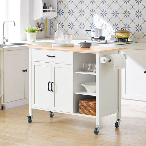 SoBuy FKW103-WN Rolling Trolley Keukenwagen Opbergkast met Wielen Multifo Buffet Serveerwagen