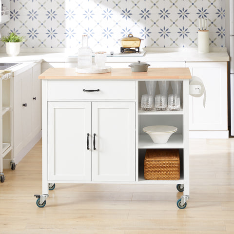 SoBuy FKW103-WN Rolling Trolley Keukenwagen Opbergkast met Wielen Multifo Buffet Serveerwagen