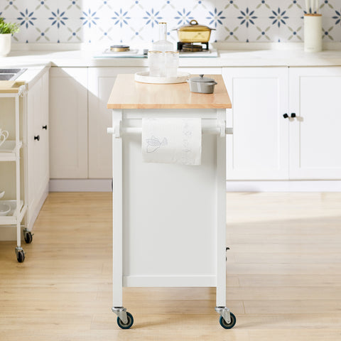 SoBuy FKW103-WN Rolling Trolley Keukenwagen Opbergkast met Wielen Multifo Buffet Serveerwagen